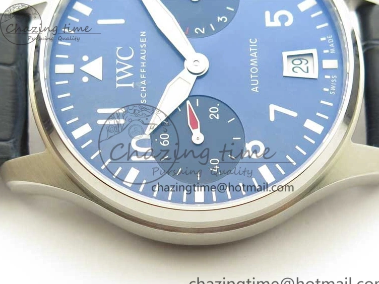 MIROTIME 0124 Supportive Big Pilot IW501008 “Boutique London” SS ZF Best Edition Blue Dial on Blue Leather Strap A 7106